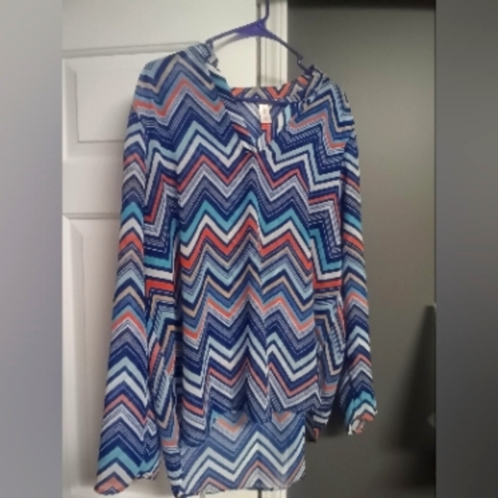 multi color sheer blouse